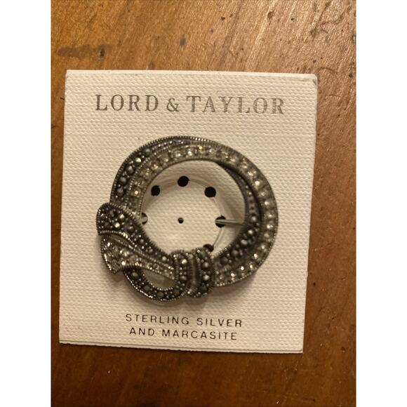 LORD & TAYLOR Jewelry - Vintage Sterling Silver Marcasite and Rhinestone Wreath Pin Brooch